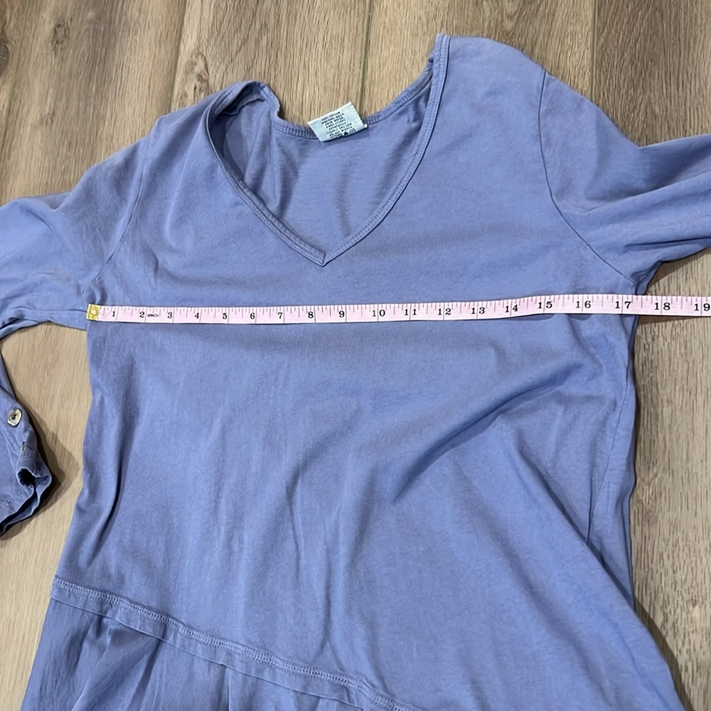 CMC (Color Me Cotton) Women's Purple V-Neck Top Tiered Bottom Cuff Buttons Sz S - Picture 4 of 9